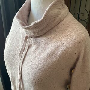 JJill Soft drawstring speckled pink sweater